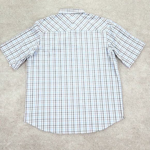 Ecko Unltd Shirt Men's Medium Blue Checkered Button Front Short Sleeve Casual - Picture 6 of 10